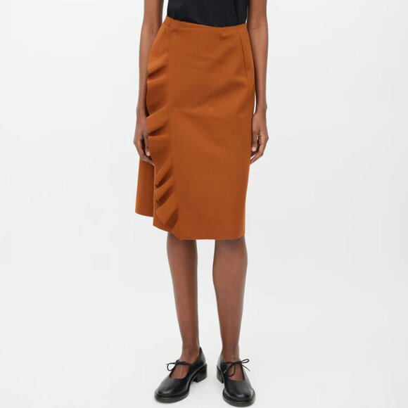 BNWT MSGM Rust Ruffle Skirt, and wrap front with snap - Picture 3 of 11